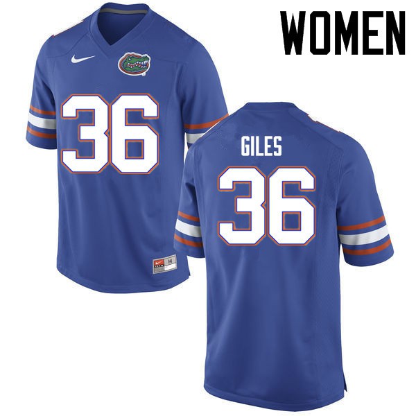 Florida Gators Women #36 Eddie Giles College Football Jerseys Blue